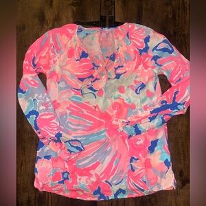 Lilly Pulitzer Vibrant Pink and Blue Blouse